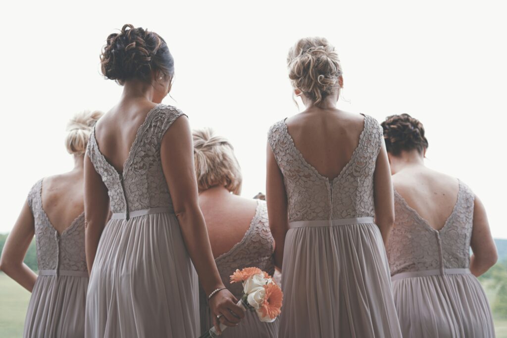 Group of bridesmaids in pink