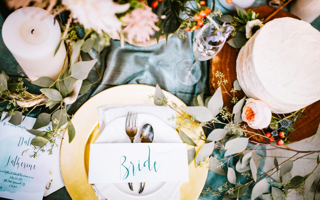 Wedding table with bride setting