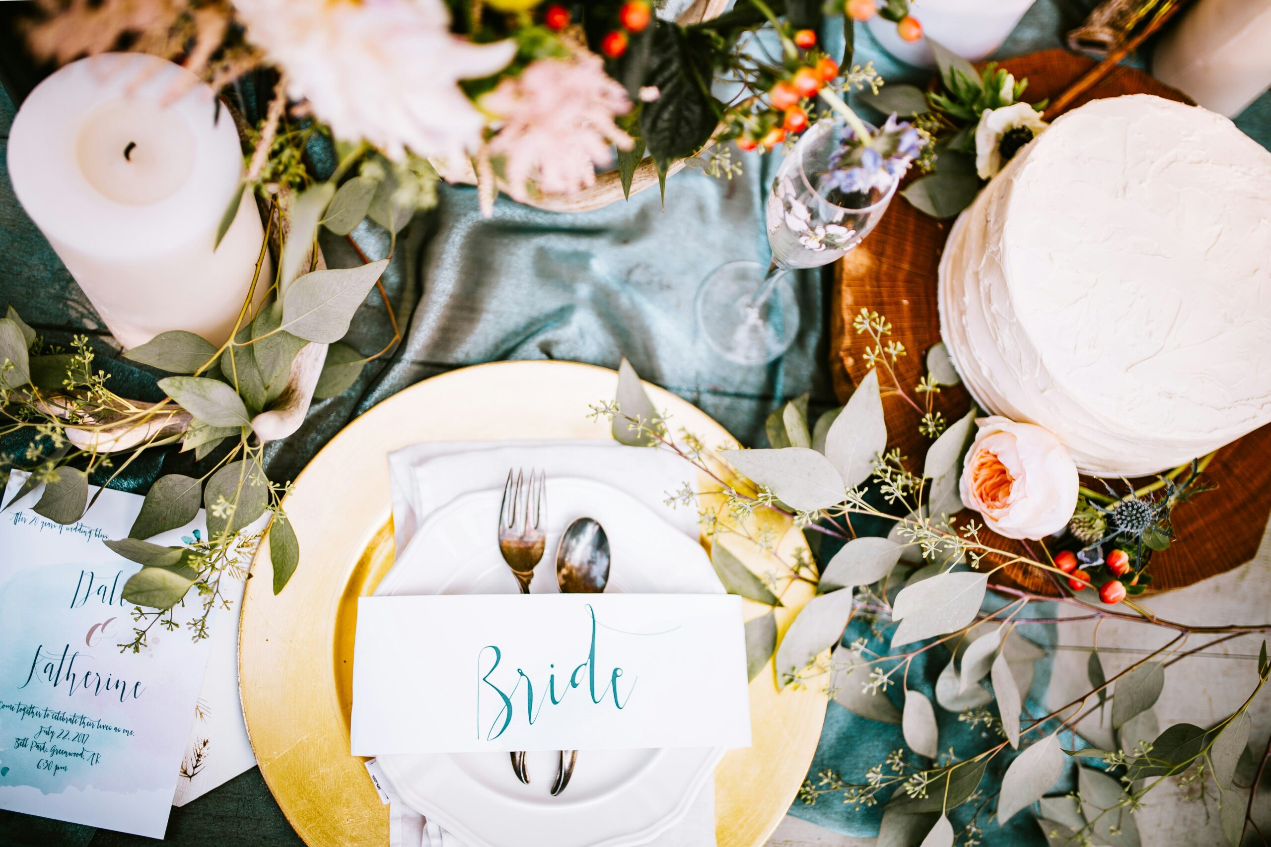 Wedding table with bride setting