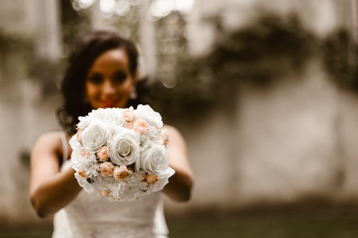 Bride holding bouquet